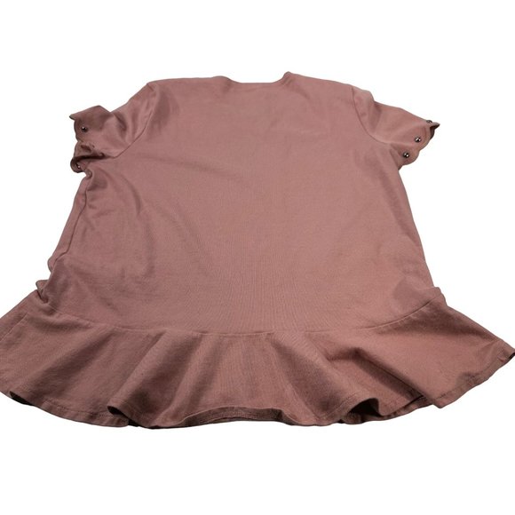 Kate Spade New York Women's Size Small Short Sleeve Top Studded Brown Preowned - Picture 2 of 11